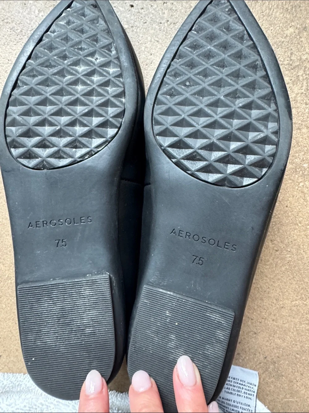 AEROSOLES Black Pointed Lace-Up Flats